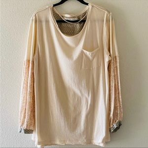 Free People Mixed Media Long Sleeve Shirt - S
